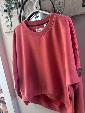 Wanakome Coral Pink Crew Sweatshirt with Chocolate Trim
